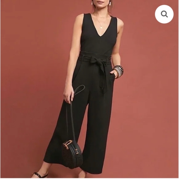 Anthropologie Cathy Black SleevelessWide Leg Jumpsuit Size Medium